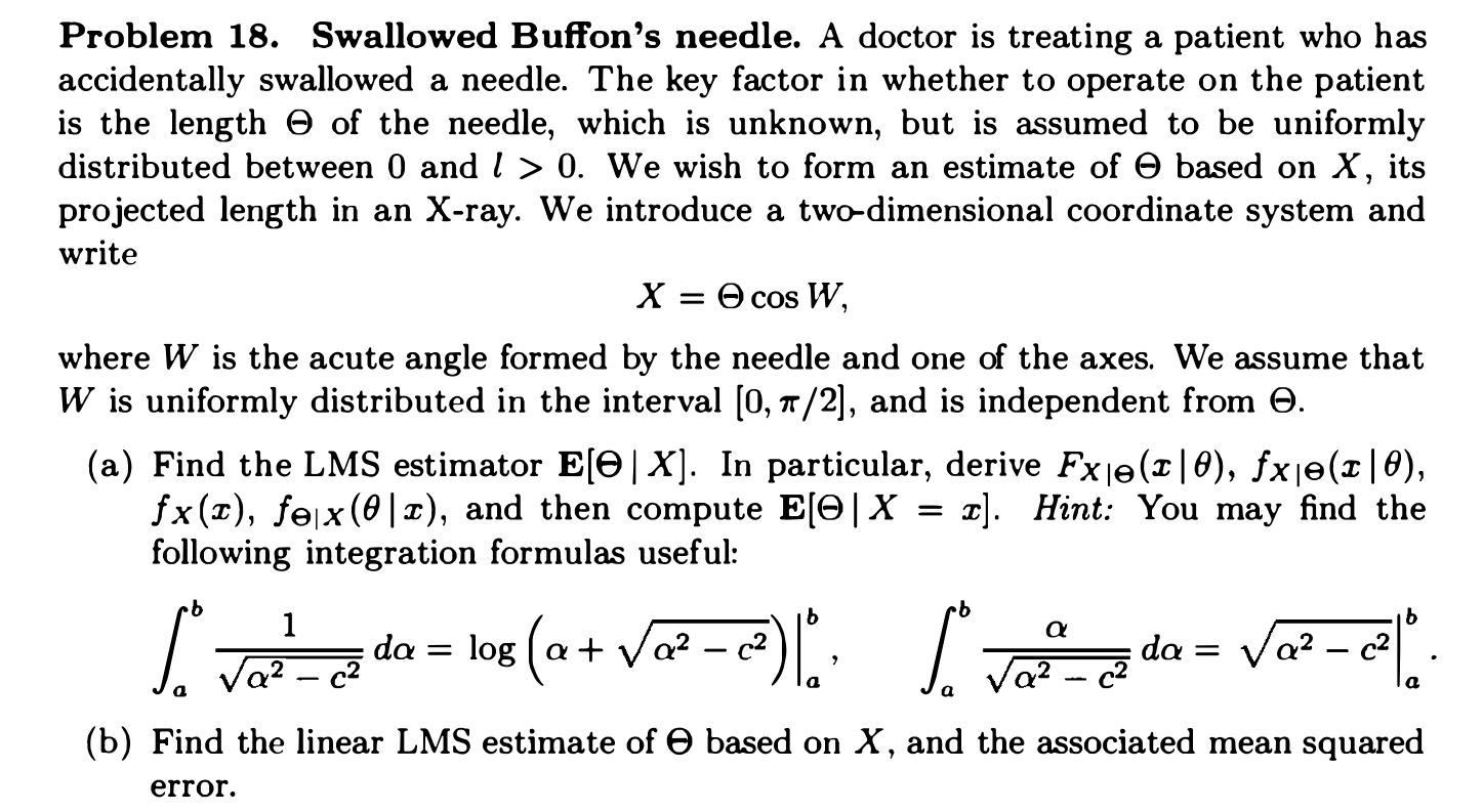 Solved Problem 18. ﻿Swallowed Buffon's needle. A doctor is | Chegg.com