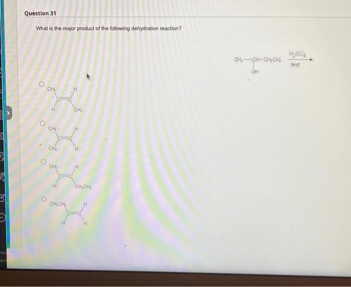 What is the major product of the following dehydration reaction?