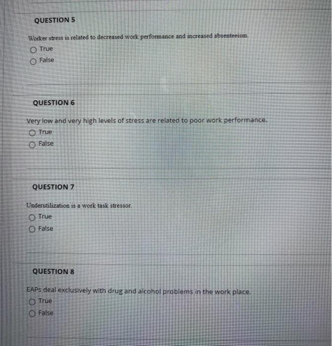 Solved QUESTION 1 Stress arising from work place conditions | Chegg.com