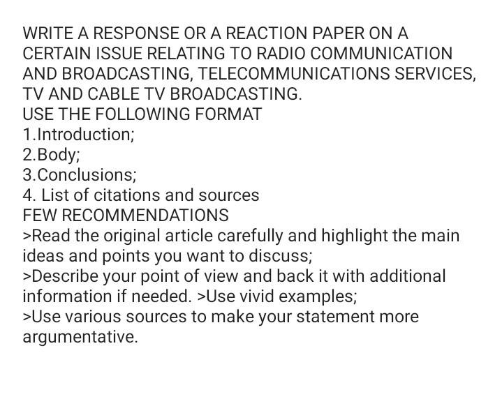 response paper format