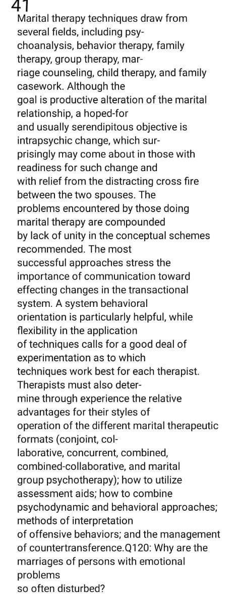 Solved 41 Marital therapy techniques draw from several | Chegg.com