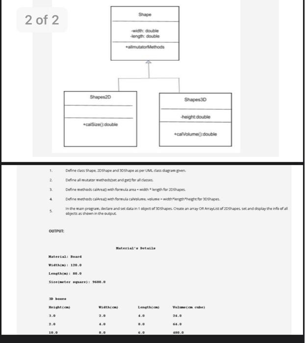 Solved inJAVA. Make sure that there are FOUR classes (the | Chegg.com