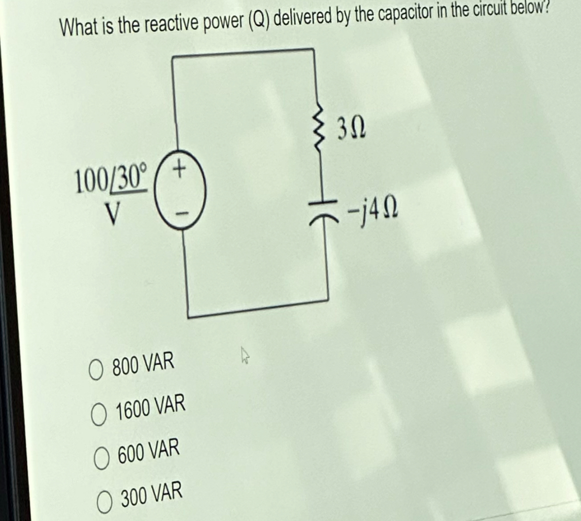 Solved What is the reactive power (Q) ﻿delivered by the | Chegg.com