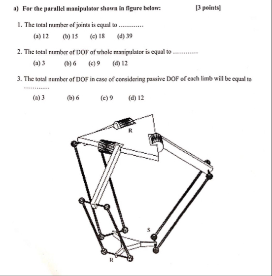 Solved a) ﻿For the parallel manipulator shown in figure | Chegg.com