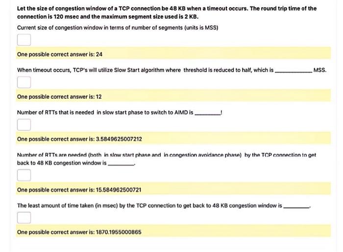 Solved Let the size of congestion window of a TCP connection | Chegg.com
