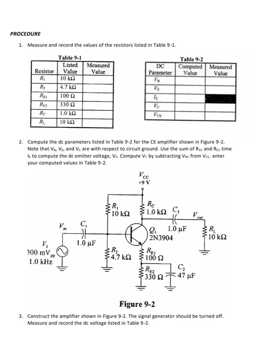 Solved The CommonEmitter Amplifier OBJECTIVES After