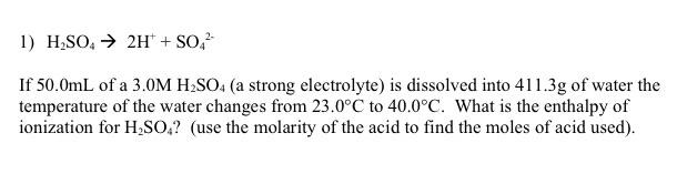 Solved 1) H2SO4→2H++SO42− If 50.0 mL of a 3.0MH2SO4 (a | Chegg.com