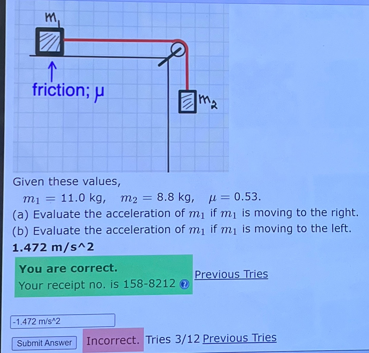 solved-given-these-values-m1-11-0kg-m2-8-8kg-0-53-a-chegg