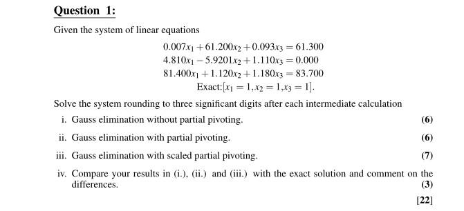 Solved Given the system of linear equations | Chegg.com