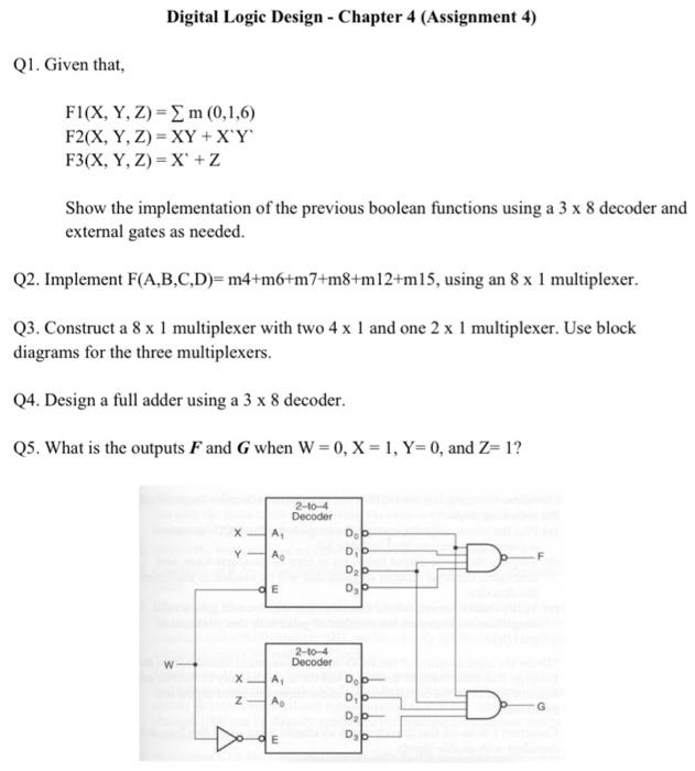 Solved Digital Logic Design - Chapter 4 (Assignment 4) Q1. | Chegg.com