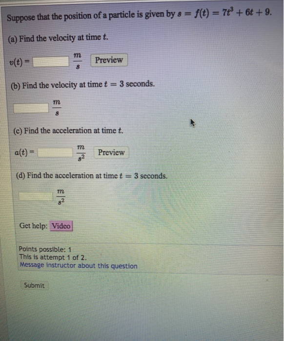 Solved Suppose that the position of a particle is given by 8 | Chegg.com