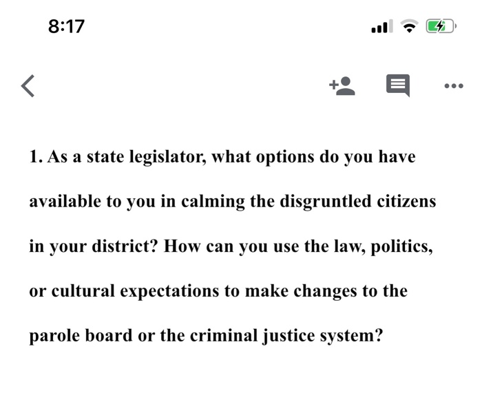 Solved 1. As A State Legislator, What Options Do You Have | Chegg.com