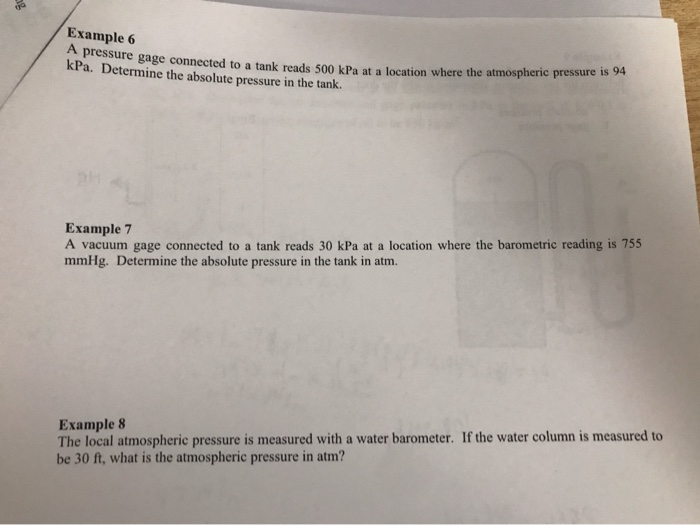 Solved Example 6 A pressure gage connected to a tank reads