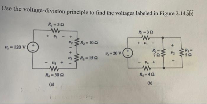 Solved Use the voltage-division principle to find the | Chegg.com