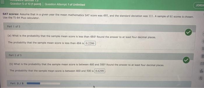 Solved SAT scores: Assume that in a given year the mean | Chegg.com