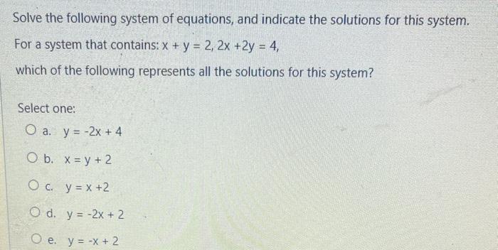 Solved Solve the following system of equations, and indicate | Chegg.com