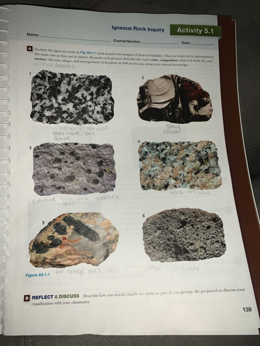 Solved Igneous Rock Inquiry Activity 5.1 Name: | Chegg.com