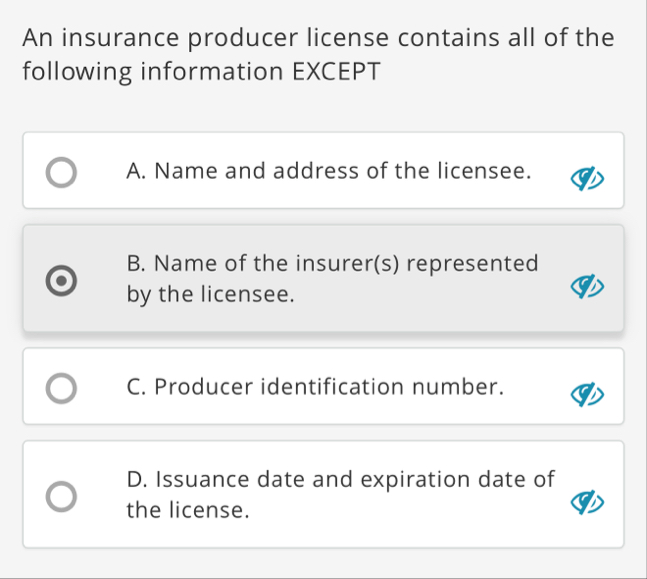 Solved An insurance producer license contains all of the | Chegg.com