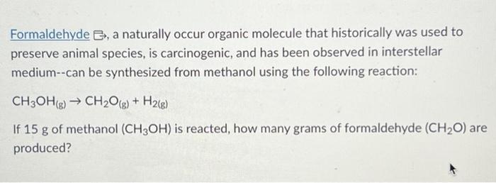 solved-formaldehyde-a-naturally-occur-organic-molecule-chegg