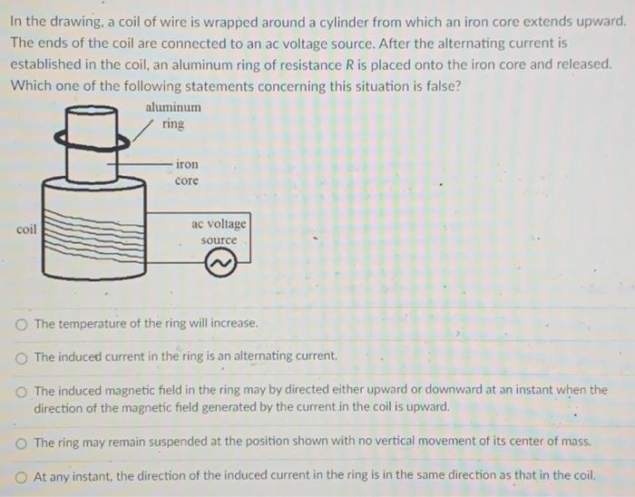 Solved In the drawing, a coil of wire is wrapped around a | Chegg.com