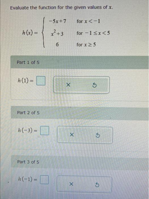 Solved Evaluate the function for the given values of x. | Chegg.com