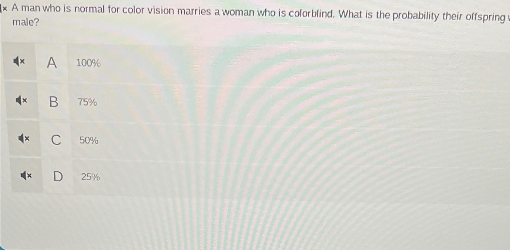 Solved A man who is normal for color vision marries a woman | Chegg.com
