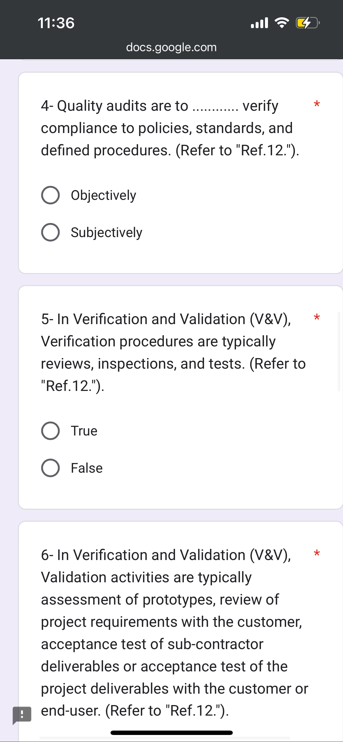 Solved 11:36docs.google.com4- ﻿Quality Audits Are To Q, | Chegg.com