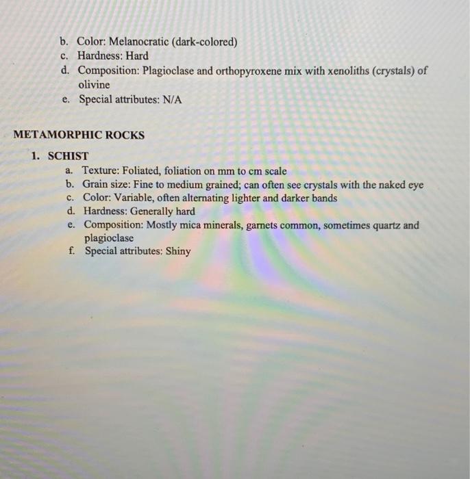 Lab 4 Supplement: ROCK DESCRIPTIONS SEDIMENTARY ROCKS | Chegg.com