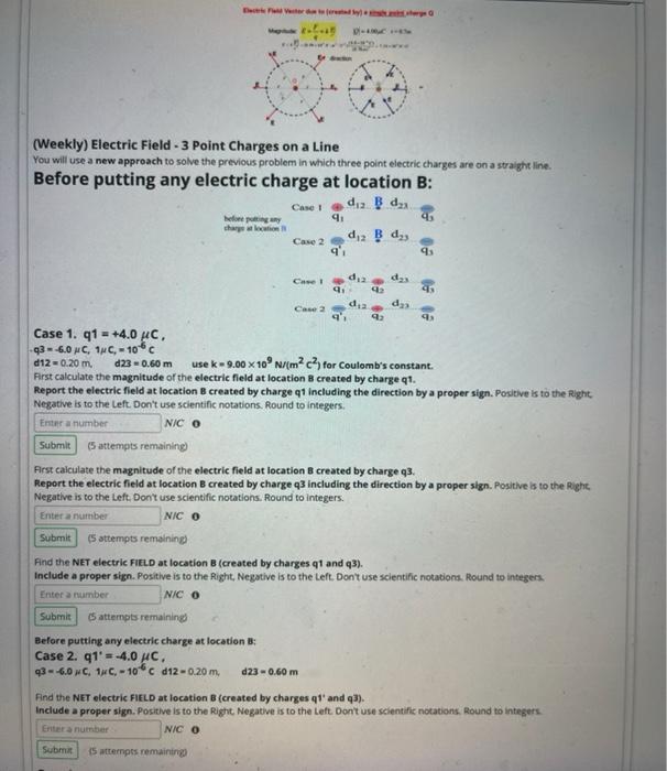 Solved (Weekly) Electric Field - 3 Point Charges on a Line | Chegg.com