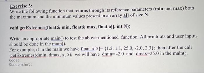 Solved Exercise 3: Write the following function that returns | Chegg.com