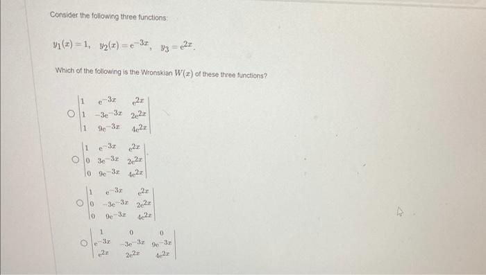 Solved Consider the following three functions 31 (*) = 1, | Chegg.com