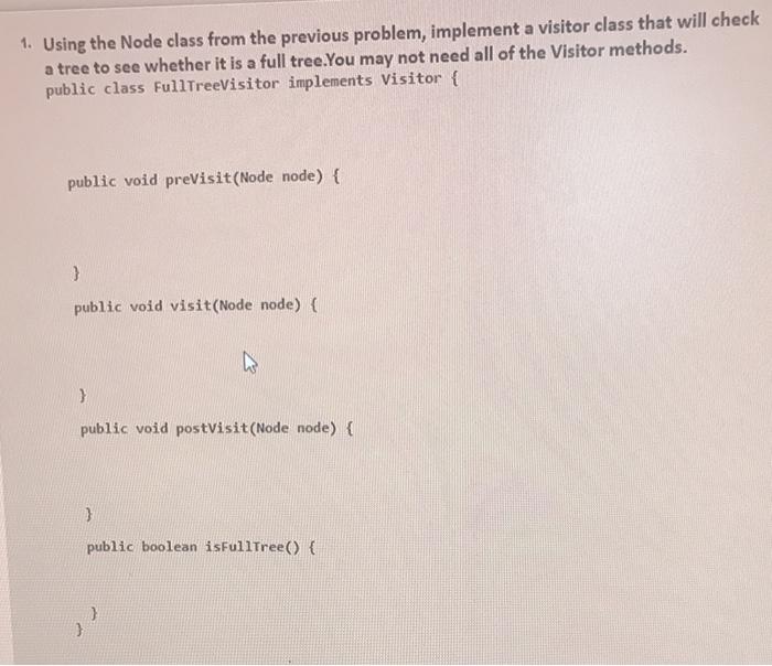 Solved 1. Using the Node class from the previous problem, | Chegg.com
