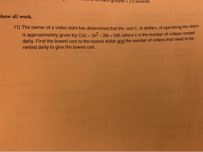 Solved Call yr und = 2.5 seconds Show all work 11) The owner