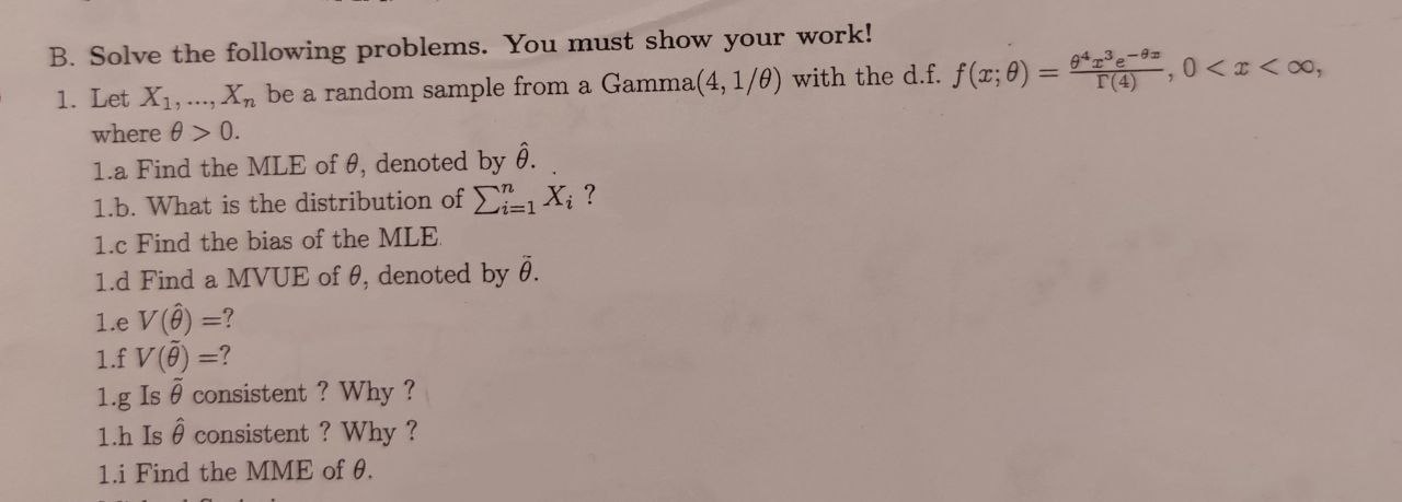 Solved B. ﻿Solve The Following Problems. You Must Show Your | Chegg.com