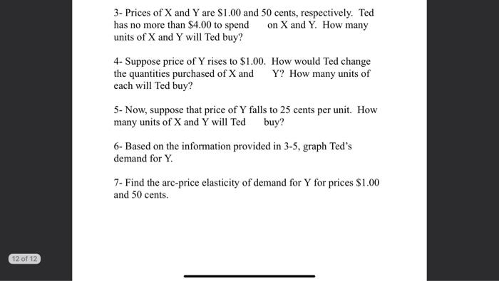 II- Ted's preference for two goods X and Y is | Chegg.com