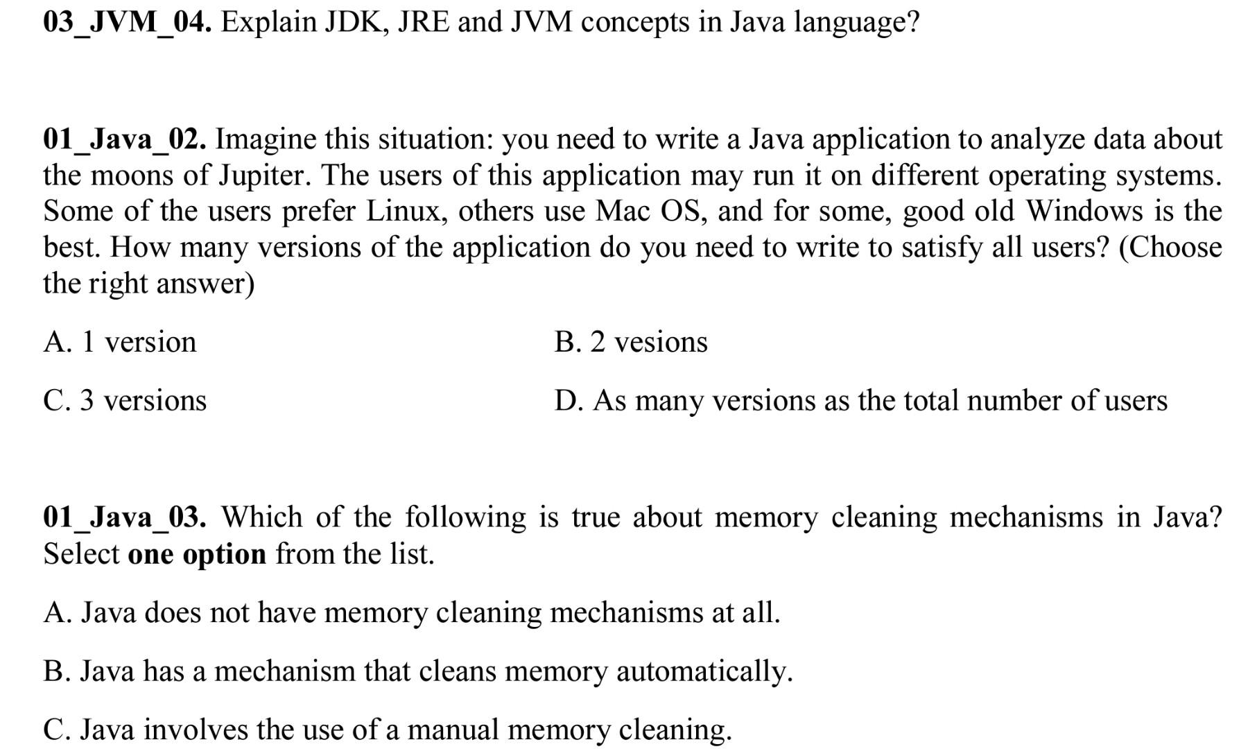 Solved 03_JVM_04. Explain JDK, JRE and JVM concepts in Java | Chegg.com