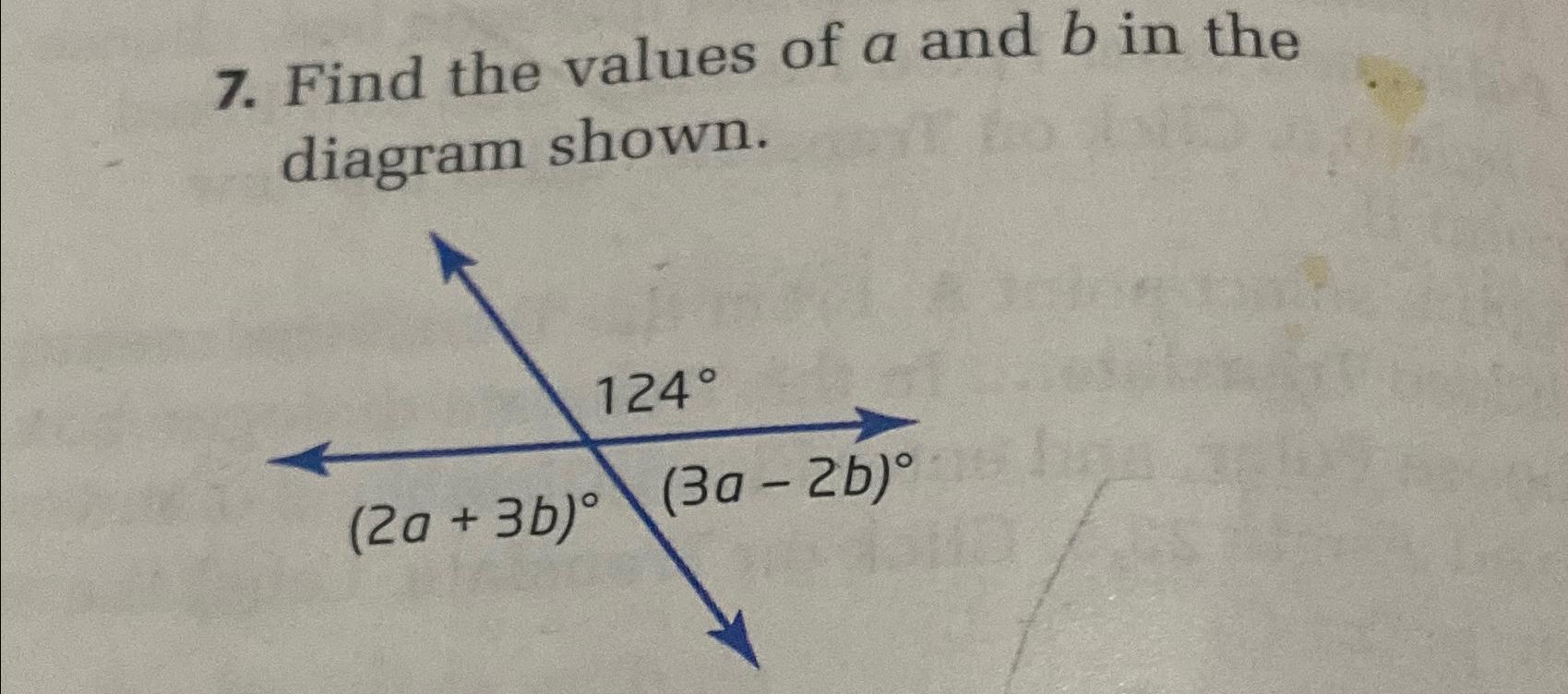 Solved Find The Values Of A And B ﻿in The Diagram Shown. | Chegg.com