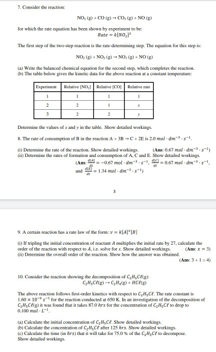 Solved 7 Consider The Reaction No G Co G Co E Chegg Com