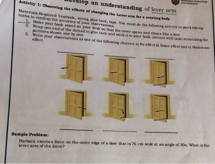 Solved Develop an understanding of lever arm Activity 1: | Chegg.com