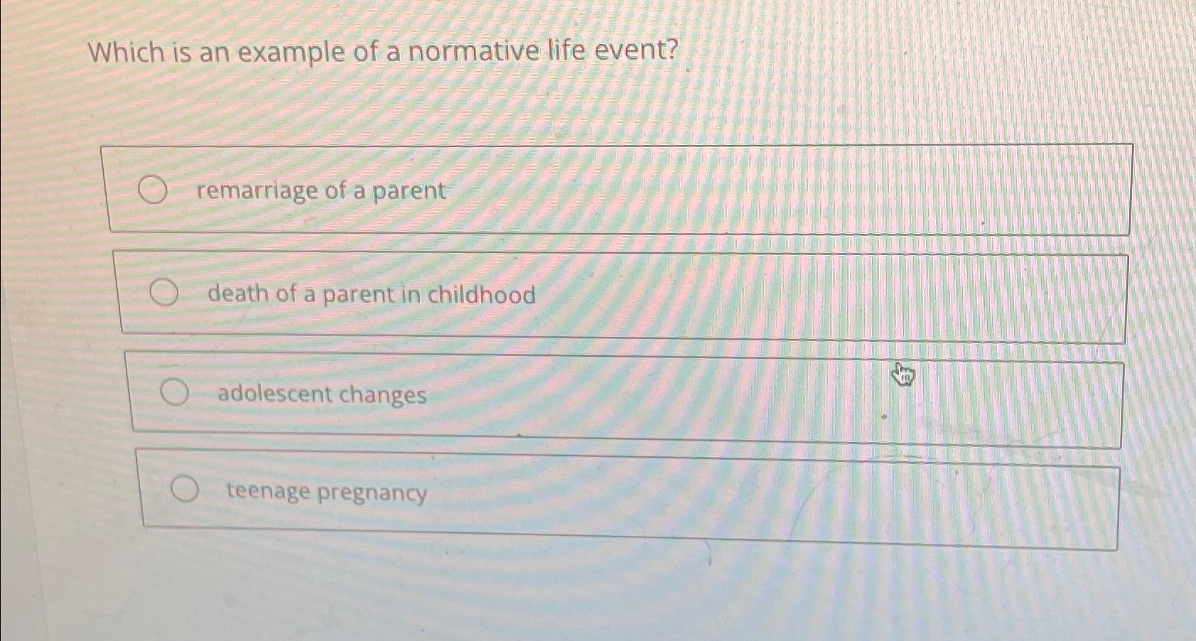 Solved Which is an example of a normative life | Chegg.com