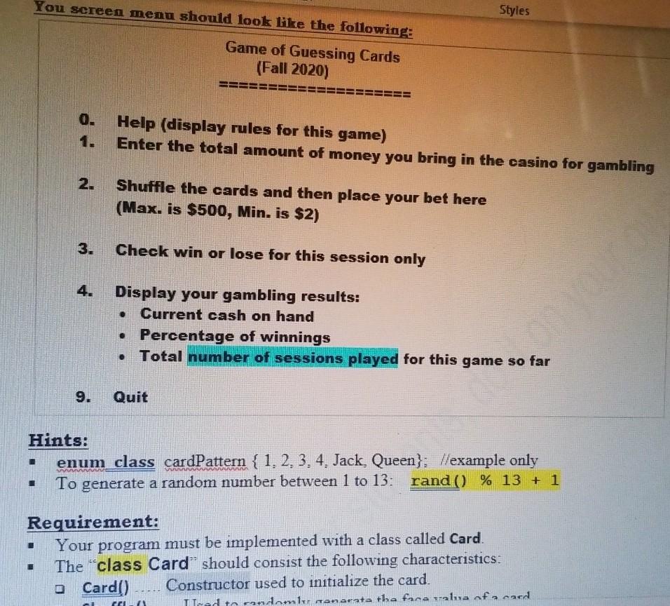 Buod programming style. o Description of the problem: | Chegg.com