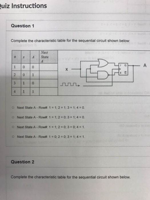 Solved uiz Instructions Question 1 Complete the | Chegg.com