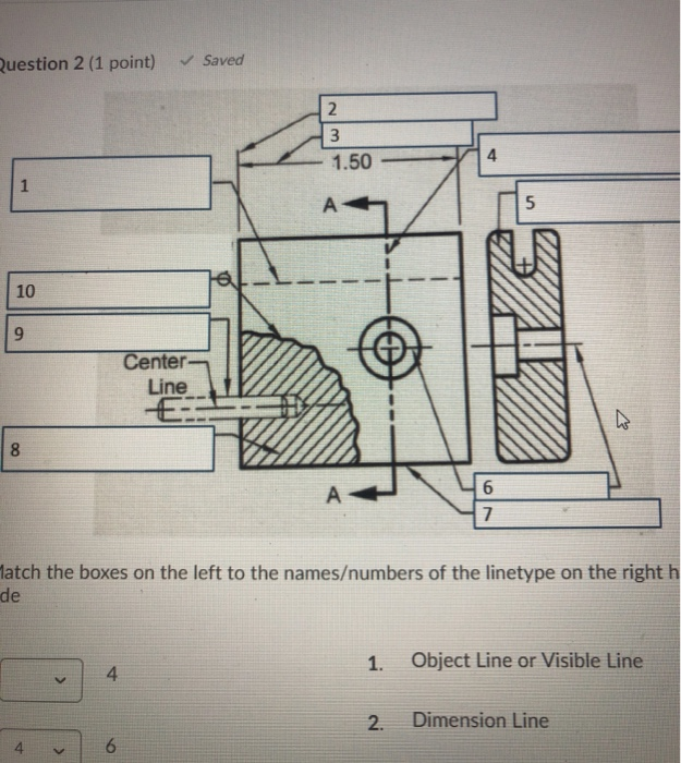Solved Question 2 (1 point) Saved 2 3 1.50 4 1 А 5 10 9 | Chegg.com