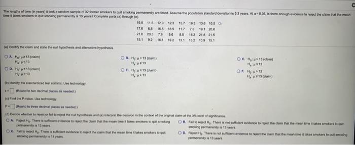 Solved The lens of time in and took a random sample of 32 | Chegg.com