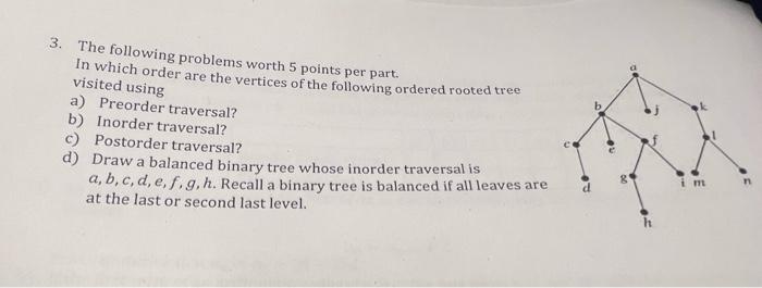 Solved 3. The following problems worth 5 points per part. In | Chegg.com