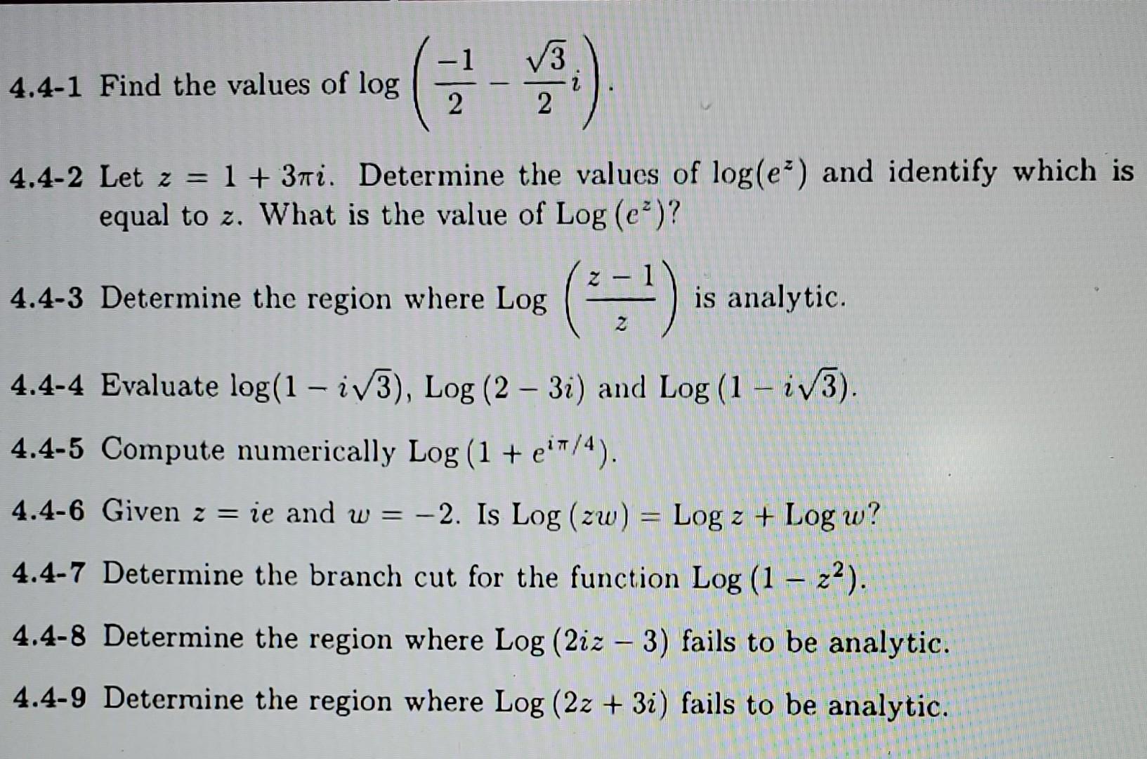 log 1 2 3 4 5 6 values