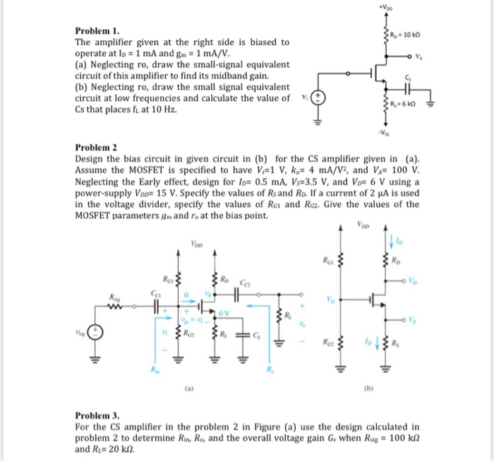 Solved SR-10 Kn Problem 1. The Amplifier Given At The Right | Chegg.com