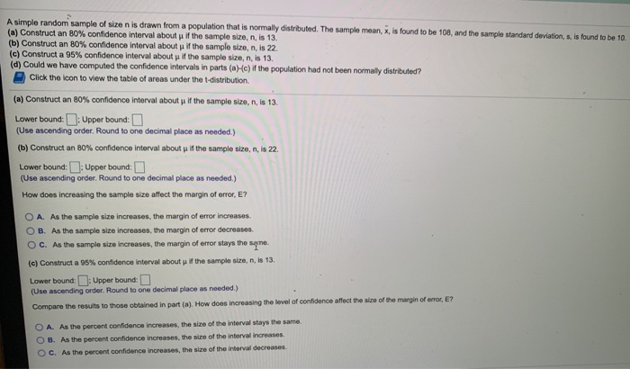 Solved A simple random sample of size n is drawn from a | Chegg.com