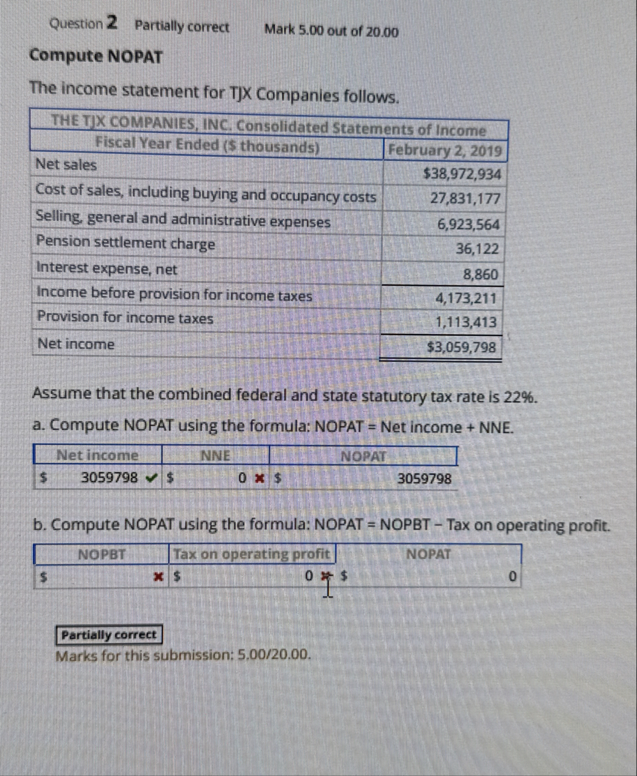 Solved Question 2Partially correctMark 5.00 ﻿out of | Chegg.com