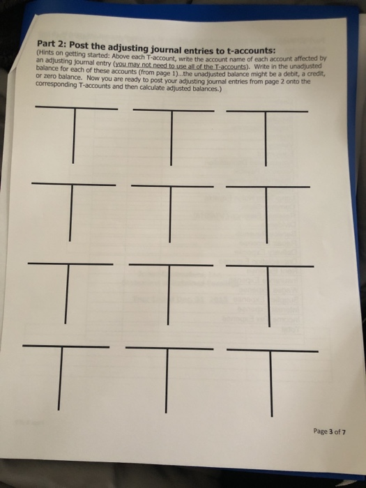 Solved Adjusting journal entry, and posting to T accounts | Chegg.com